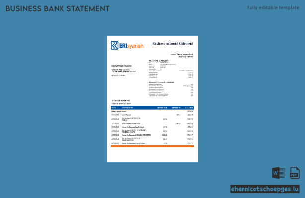 Beispiel für eine Erklärung eines BRIsyariah-Unternehmens im Word- und PDF-Format (Vorschau)